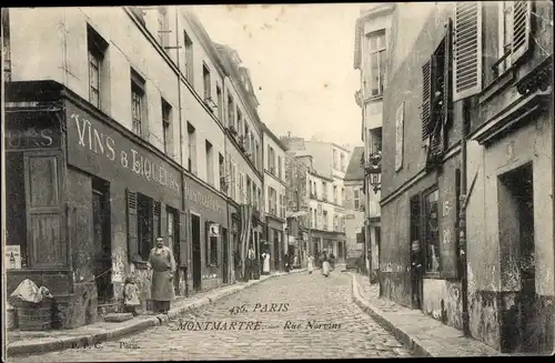 Ak Paris XVIII., Montmartre, Rue Norvins, Vins & Liqueurs