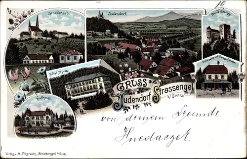Litho Judendorf Straßengel Steiermark, Hotel Styria, Kurhaus, Villa petit, Ruine