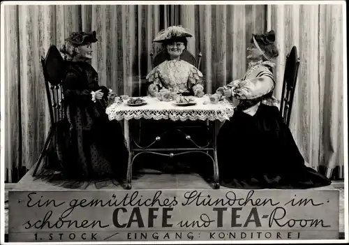 Ak Einsiedeln Kanton Schwyz Schweiz, Cafe Konditorei Merkur, Puppen