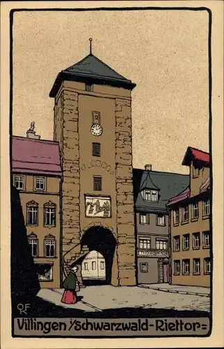 Steindruck Ak Villingen im Schwarzwald, Riettor