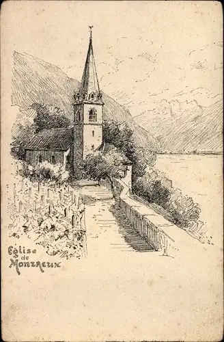 Künstler Ak Montreux Kanton Waadt Schweiz, Eglise