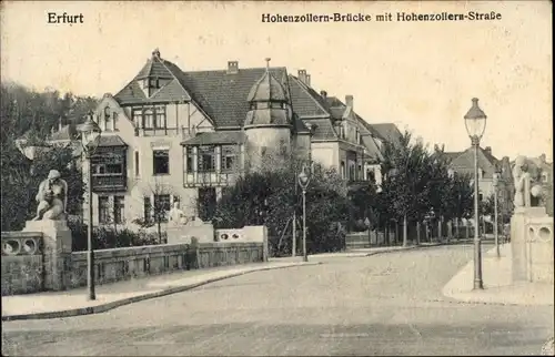 Ak Erfurt in Thüringen, Hohenzollern Brücke mit Hohenzollern Straße