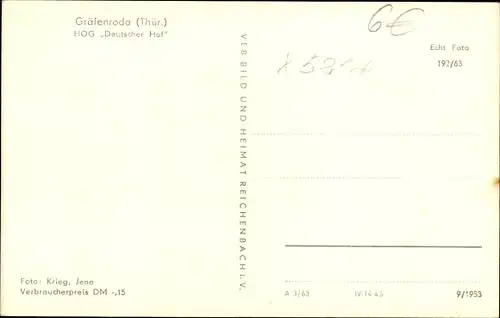 Ak Gräfenroda in Thüringen, HOG Deutscher Hof