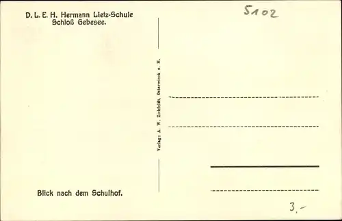 Ak Gebesee in Thüringen, Schloss, DLEH Hermann Lietz Schule, Schulhof