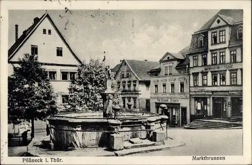 Ak Pößneck in Thüringen, Marktbrunnen