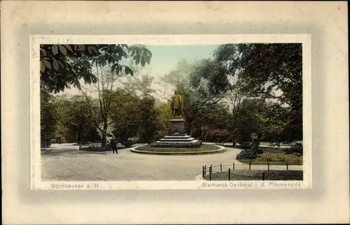 Ak Nordhausen am Harz, Bismarckdenkmal i. d. Promenade