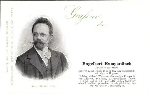 Ak Komponist Engelbert Humperdinck, Professor der Musik, Portrait