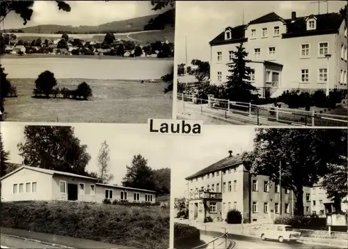 Ak Lauba Lawalde in der Lausitz, Ortsansichten, Gesamtansicht, Rathaus
