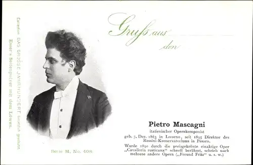 Ak Pietro Mascagni, Italienischer Opernkomponist