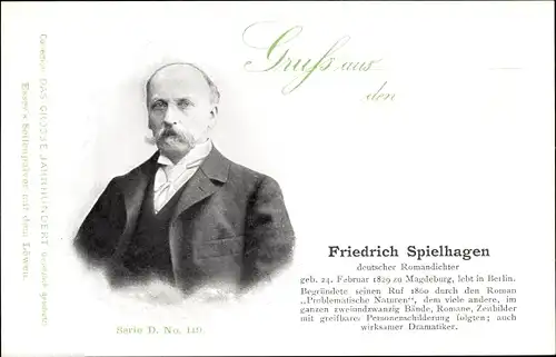 Ak Deutscher Romandichter Friedrich Spielhagen, Portrait, Problematische Naturen, Portrait