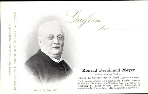 Ak Konrad Ferdinand Meyer, Schweizerischer Dichter