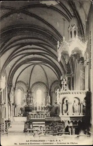 Ak Crèvecoeur-en-Auge Calvados, intérieur de l'église