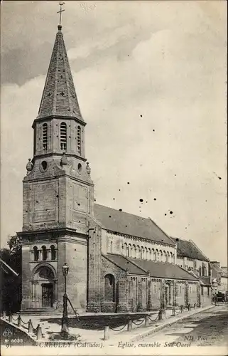 Ak Creully Calvados, l'Église ensemble Sud-Ouest