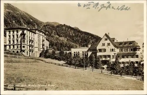 Ak Pontresina Kanton Graubünden Schweiz, Park Hotel, Weißes Kreuz