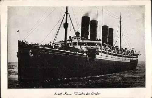 Ak Dampfer Kaiser Wilhelm der Große, Norddeutscher Lloyd Bremen, Schnelldampfer