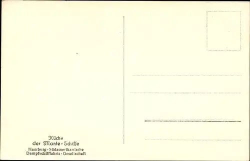 Ak Dampfschiff MS Monte, Küche, Innenansicht, HSDG