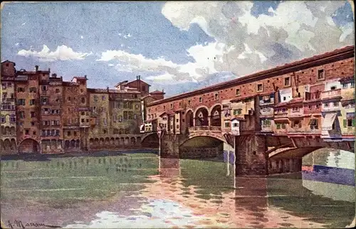 Künstler Ak Firenze Florenz Toscana, Il Ponte Vecchia