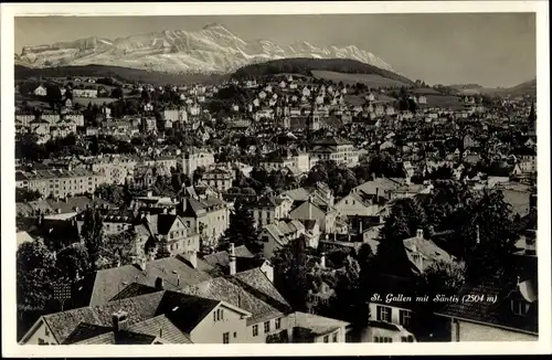 Ak Sankt Gallen Stadt Schweiz, Stadtansicht mit Säntis
