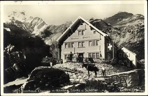 Ak Wasserrauen Kanton Appenzell Innerrhoden, Gasthaus Ebenalp, altmann, Säntis, Schäfler, Maultier