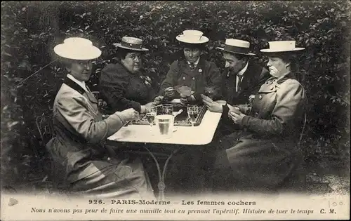 Ak Paris, Paris Moderne, Les femmes cochers, Frauen beim Kartenspielen
