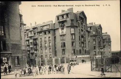 Ak Paris XVIII, Rue Marcel Sembat, Boulevard Ney, Kindergruppe