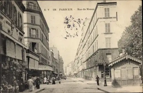 Ak Paris XIX, Rue de Meaux, Geschäfte, Auslagen, Alimentation