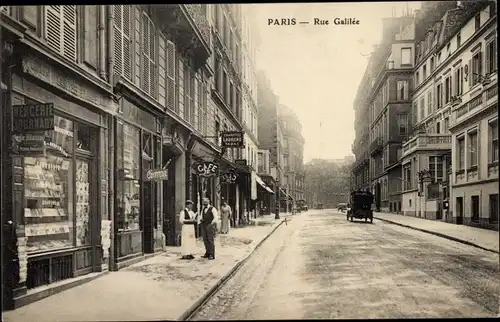 Ak Paris XVI, Rue Galilée, Mercerie Journaux, Coiffeur