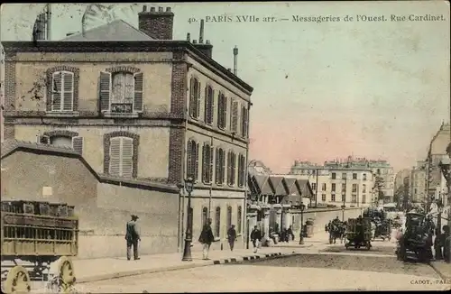 Ak Paris XVII, Messageries de l'Ouest, Rue Cardinet, Fuhrwerke, Transport