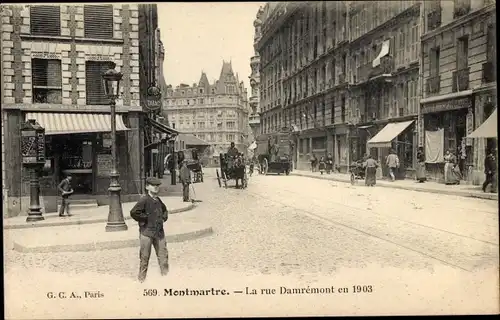 Ak Paris XVIII Montmartre, Rue Damrémont en 1903