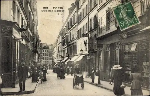 Ak Paris IX Opéra, Rue des Dames, Straßenpartie, Geschäfte