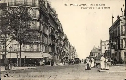 Ak Paris XVII., Rue de Rome, Boulevard des Batignolles