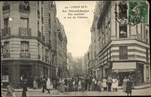 Ak Paris XIV, Rue Edouard Jacques, Rue Asseline, Rue du Château