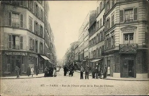 Ak Paris XIV, Rue de l'ouest, Rue du Château, Billard, Geschäfte