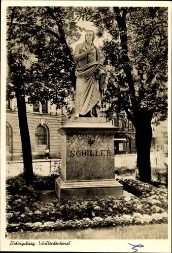 Ak Ludwigsburg in Baden Württemberg, Schillerdenkmal, Schillerplatz