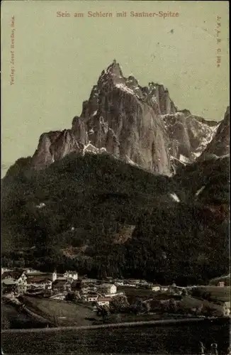 Ak Seis am Schlern Siusi Kastelruth Castelrotto Südtirol, Santnerspitze