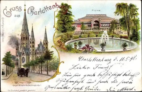 Litho Berlin Charlottenburg, Kaiser Wilhelm-Gedächtniskirche, Flora