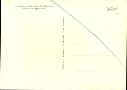 Ak Waldenburg in Württemberg, Landheim Hohebuch, Speiseraum