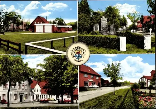 Ak Neuenkirchen bei Bassum Kreis Diepholz, Detailansichten, Wappen, Ehrenmal