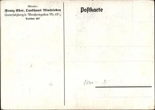 Ak Untersalzberg Berchtesgaden in Oberbayern, Landhaus Almfrieden