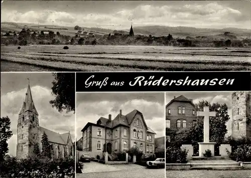 Ak Rüdershausen im Eichsfeld, Panorama, Kirche, Kreuz