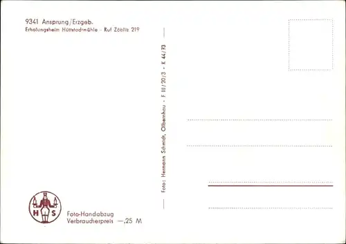 Ak Ansprung Marienberg im Erzgebirge, Erholungsheim Hüttstadtmühle