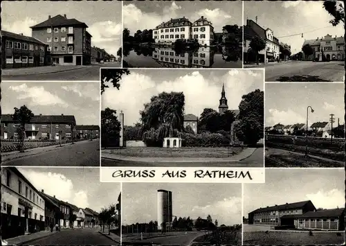 Ak Ratheim Hückelhoven Nordrhein Westfalen, Kirche, Schloss, Straßenpartie