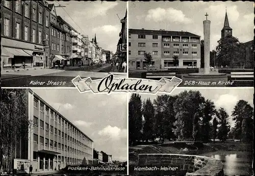 Ak Opladen Leverkusen im Rheinland, Postamt, Kölner Straße, Kirche