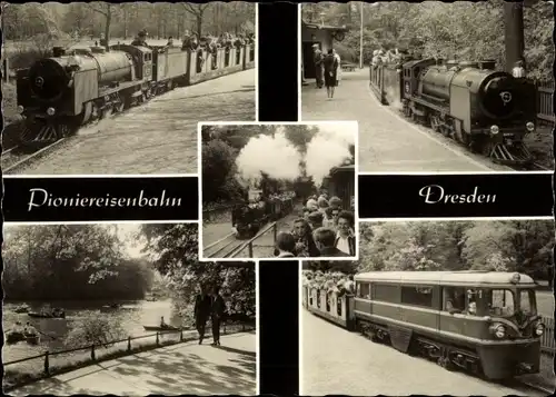 Ak Dresden, Großer Garten, Pioniereisenbahn