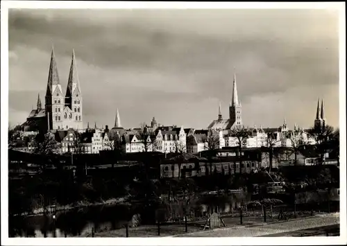 Ak Hansestadt Lübeck, Panorama von Westen