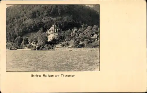 Ak Thun Kanton Bern Schweiz, Schloss Ralligen am Thuner See