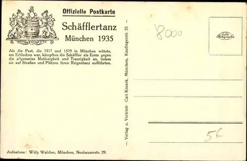 Ak München Bayern, Schäfflertanz 1935, Reifschwung Gruppe