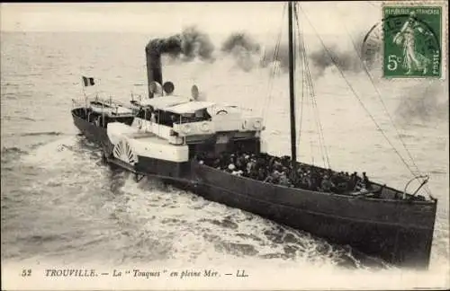 Ak Trouville Calvados, La Touques en pleine Mer, Salondampfer