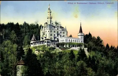 Ak Luzern Stadt Schweiz, Hotel und Restaurant Chateau Gütsch, Wald