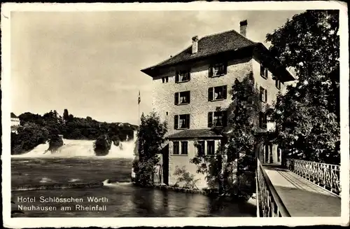 Ak Neuhausen am Rheinfall Kanton Schaffhausen, Hotel Schlösschen Werth, Rheinfall